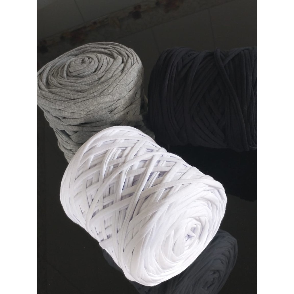 Fio de Malha Residual O6TEXTIL- 1Kg -Tons Preto/Branco/Cinza